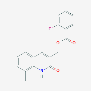 molecular formula C18H14FNO3 B7705505 (2-hydroxy-8-methylquinolin-3-yl)methyl 2-fluorobenzoate 