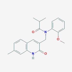 molecular formula C22H24N2O3 B7705536 N-((2-hydroxy-7-methylquinolin-3-yl)methyl)-N-(2-methoxyphenyl)isobutyramide 