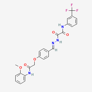 molecular formula C25H21F3N4O5 B7705544 (E)-2-(2-(4-(2-((2-methoxyphenyl)amino)-2-oxoethoxy)benzylidene)hydrazinyl)-2-oxo-N-(3-(trifluoromethyl)phenyl)acetamide 