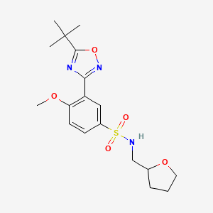 molecular formula C18H25N3O5S B7705551 3-(5-(tert-butyl)-1,2,4-oxadiazol-3-yl)-4-methoxy-N-((tetrahydrofuran-2-yl)methyl)benzenesulfonamide 