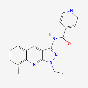 molecular formula C19H17N5O B7705563 N-(1-ethyl-8-methyl-1H-pyrazolo[3,4-b]quinolin-3-yl)isonicotinamide 