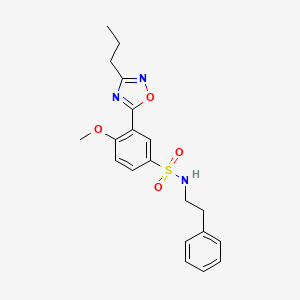 molecular formula C20H23N3O4S B7705566 4-methoxy-N-phenethyl-3-(3-propyl-1,2,4-oxadiazol-5-yl)benzenesulfonamide 