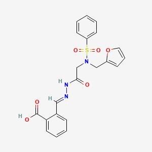 (E)-2-((2-(2-(N-(furan-2-ylmethyl)phenylsulfonamido)acetyl)hydrazono)methyl)benzoic acid