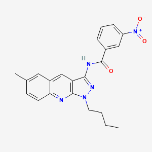 molecular formula C22H21N5O3 B7705579 N-(1-butyl-6-methyl-1H-pyrazolo[3,4-b]quinolin-3-yl)-3-nitrobenzamide 