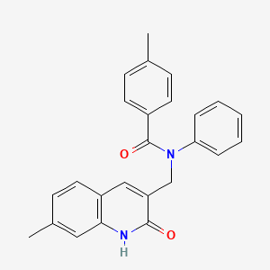 molecular formula C25H22N2O2 B7705584 N-((2-hydroxy-7-methylquinolin-3-yl)methyl)-4-methyl-N-phenylbenzamide 