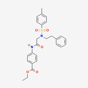 molecular formula C26H28N2O5S B7705588 N-(4-carbamoylphenyl)-1-(naphthalene-2-sulfonyl)piperidine-4-carboxamide 