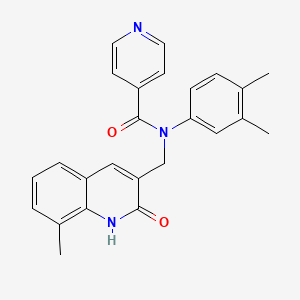 N-(3,4-dimethylphenyl)-N-((2-hydroxy-8-methylquinolin-3-yl)methyl)isonicotinamide