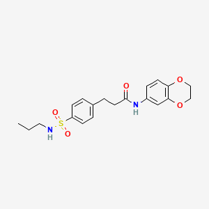 molecular formula C20H24N2O5S B7705619 N-(2,3-dihydrobenzo[b][1,4]dioxin-6-yl)-3-(4-(N-propylsulfamoyl)phenyl)propanamide 