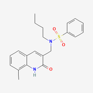 molecular formula C21H24N2O3S B7705635 N-butyl-N-((2-hydroxy-8-methylquinolin-3-yl)methyl)benzenesulfonamide 