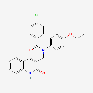 molecular formula C25H21ClN2O3 B7705639 4-chloro-N-(4-ethoxyphenyl)-N-((2-hydroxyquinolin-3-yl)methyl)benzamide 