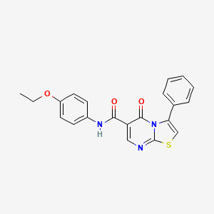 molecular formula C21H17N3O3S B7705641 N-[2-(methylsulfanyl)phenyl]-5-oxo-3-phenyl-5H-[1,3]thiazolo[3,2-a]pyrimidine-6-carboxamide 