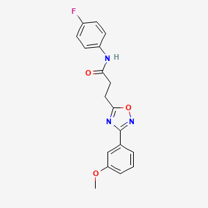 molecular formula C18H16FN3O3 B7705646 N-(4-fluorophenyl)-3-(3-(3-methoxyphenyl)-1,2,4-oxadiazol-5-yl)propanamide 