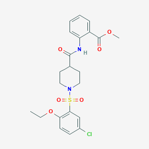 molecular formula C22H25ClN2O6S B7705669 1-(5-chloro-2-ethoxybenzenesulfonyl)-N-[(furan-2-yl)methyl]piperidine-4-carboxamide 