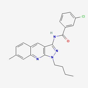 molecular formula C22H21ClN4O B7705670 N-(1-butyl-7-methyl-1H-pyrazolo[3,4-b]quinolin-3-yl)-3-chlorobenzamide 
