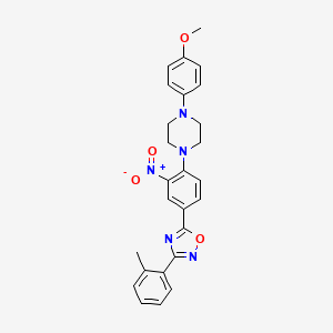 molecular formula C26H25N5O4 B7705678 5-(4-(4-(4-methoxyphenyl)piperazin-1-yl)-3-nitrophenyl)-3-(o-tolyl)-1,2,4-oxadiazole 