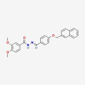 molecular formula C27H24N2O4 B7705679 N'-[(Z)-(6-bromo-2H-1,3-benzodioxol-5-yl)methylidene]-3,4-dimethoxybenzohydrazide 