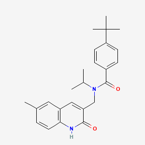 molecular formula C25H30N2O2 B7705687 4-(tert-butyl)-N-((2-hydroxy-6-methylquinolin-3-yl)methyl)-N-isopropylbenzamide 