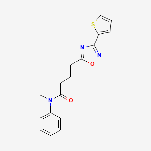 molecular formula C17H17N3O2S B7705698 N-methyl-N-phenyl-4-(3-(thiophen-2-yl)-1,2,4-oxadiazol-5-yl)butanamide 