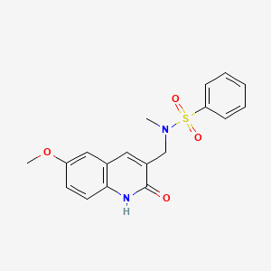 molecular formula C18H18N2O4S B7705733 N-((2-hydroxy-6-methoxyquinolin-3-yl)methyl)-N-methylbenzenesulfonamide 