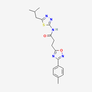 molecular formula C18H21N5O2S B7705747 N-(5-isobutyl-1,3,4-thiadiazol-2-yl)-3-(3-(p-tolyl)-1,2,4-oxadiazol-5-yl)propanamide 