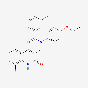 molecular formula C27H26N2O3 B7705759 N-(4-ethoxyphenyl)-N-((2-hydroxy-8-methylquinolin-3-yl)methyl)-3-methylbenzamide 