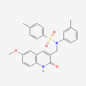molecular formula C25H24N2O4S B7705771 N-((2-hydroxy-6-methoxyquinolin-3-yl)methyl)-4-methyl-N-(m-tolyl)benzenesulfonamide 