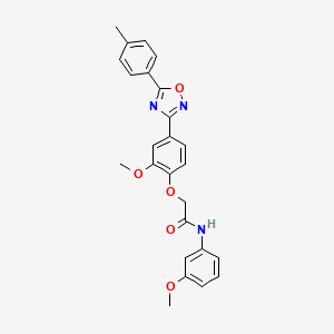 molecular formula C25H23N3O5 B7705797 2-(2-methoxy-4-(5-(p-tolyl)-1,2,4-oxadiazol-3-yl)phenoxy)-N-(3-methoxyphenyl)acetamide 