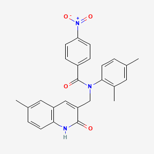 molecular formula C26H23N3O4 B7705824 N-(2,4-dimethylphenyl)-N-((2-hydroxy-6-methylquinolin-3-yl)methyl)-4-nitrobenzamide 