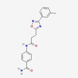 4-(3-(3-(m-tolyl)-1,2,4-oxadiazol-5-yl)propanamido)benzamide