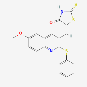 molecular formula C20H14N2O2S3 B7705846 (E)-5-((6-methoxy-2-(phenylthio)quinolin-3-yl)methylene)-2-thioxothiazolidin-4-one 