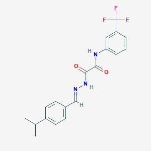 (E)-2-(2-(4-isopropylbenzylidene)hydrazinyl)-2-oxo-N-(3-(trifluoromethyl)phenyl)acetamide