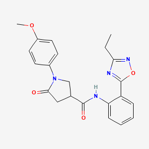molecular formula C22H22N4O4 B7705892 N-(2-(3-ethyl-1,2,4-oxadiazol-5-yl)phenyl)-1-(4-methoxyphenyl)-5-oxopyrrolidine-3-carboxamide 