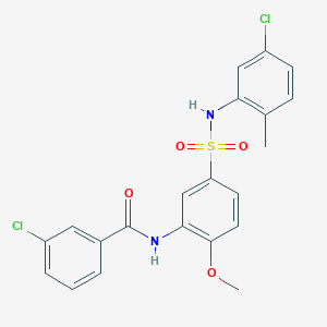 molecular formula C21H18Cl2N2O4S B7705894 3-chloro-N-(2-methoxy-5-{[(oxolan-2-yl)methyl]sulfamoyl}phenyl)benzamide 
