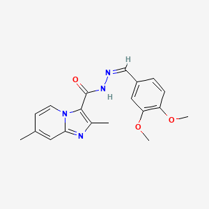 (Z)-N'-(3,4-dimethoxybenzylidene)-2,7-dimethylimidazo[1,2-a]pyridine-3-carbohydrazide