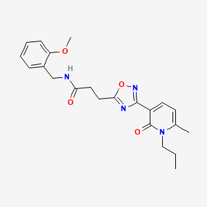 molecular formula C22H26N4O4 B7705911 N-(2-methoxybenzyl)-3-(3-(6-methyl-2-oxo-1-propyl-1,2-dihydropyridin-3-yl)-1,2,4-oxadiazol-5-yl)propanamide 