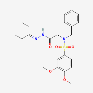 molecular formula C22H29N3O5S B7705914 N-benzyl-3,4-dimethoxy-N-(2-oxo-2-(2-(pentan-3-ylidene)hydrazinyl)ethyl)benzenesulfonamide 