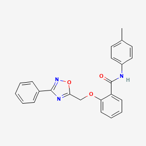 molecular formula C23H19N3O3 B7705920 2-((3-phenyl-1,2,4-oxadiazol-5-yl)methoxy)-N-(p-tolyl)benzamide 