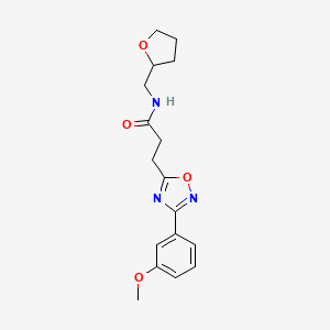 molecular formula C17H21N3O4 B7705957 3-(3-(3-methoxyphenyl)-1,2,4-oxadiazol-5-yl)-N-((tetrahydrofuran-2-yl)methyl)propanamide 