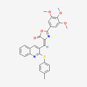 molecular formula C29H24N2O5S B7705959 (E)-4-((2-(p-tolylthio)quinolin-3-yl)methylene)-2-(3,4,5-trimethoxyphenyl)oxazol-5(4H)-one 
