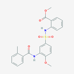 molecular formula C23H22N2O6S B7705965 methyl 2-(4-methoxy-3-(2-methylbenzamido)phenylsulfonamido)benzoate 