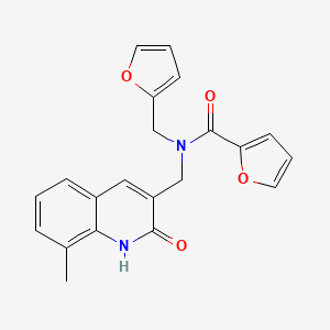 N-(furan-2-ylmethyl)-N-((2-hydroxy-8-methylquinolin-3-yl)methyl)furan-2-carboxamide