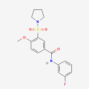 molecular formula C18H19FN2O4S B7706016 N-[2-(cyclohex-1-en-1-yl)ethyl]-4-methoxy-3-(pyrrolidine-1-sulfonyl)benzamide 