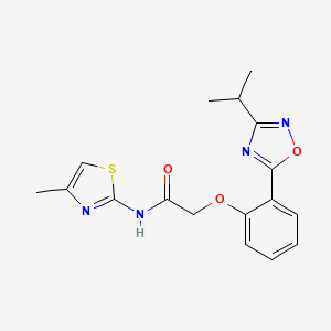 molecular formula C17H18N4O3S B7706026 2-(2-(3-isopropyl-1,2,4-oxadiazol-5-yl)phenoxy)-N-(4-methylthiazol-2-yl)acetamide 