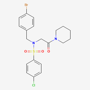 molecular formula C20H22BrClN2O3S B7706054 N-(4-bromobenzyl)-4-chloro-N-(2-oxo-2-(piperidin-1-yl)ethyl)benzenesulfonamide 