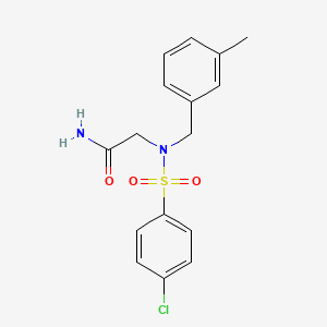 2-[(4-Chlorophenyl)sulfonyl-[(3-methylphenyl)methyl]amino]acetamide