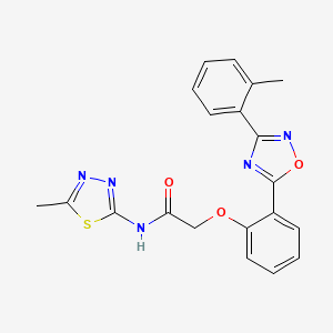 molecular formula C20H17N5O3S B7706063 N-(5-methyl-1,3,4-thiadiazol-2-yl)-2-(2-(3-(o-tolyl)-1,2,4-oxadiazol-5-yl)phenoxy)acetamide 