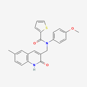 molecular formula C23H20N2O3S B7706069 N-((2-hydroxy-6-methylquinolin-3-yl)methyl)-N-(4-methoxyphenyl)thiophene-2-carboxamide 