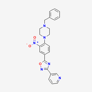 molecular formula C24H22N6O3 B7706101 5-(4-(4-benzylpiperazin-1-yl)-3-nitrophenyl)-3-(pyridin-3-yl)-1,2,4-oxadiazole 