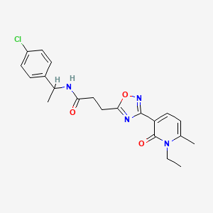 molecular formula C21H23ClN4O3 B7706103 N-(1-(4-chlorophenyl)ethyl)-3-(3-(1-ethyl-6-methyl-2-oxo-1,2-dihydropyridin-3-yl)-1,2,4-oxadiazol-5-yl)propanamide 