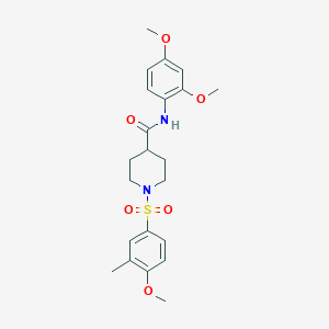 molecular formula C22H28N2O6S B7706117 1-(4-methoxy-3-methylbenzenesulfonyl)-N-(pentan-2-yl)piperidine-4-carboxamide 